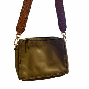Fossil Olive Leather Crossbody with Brown Strap